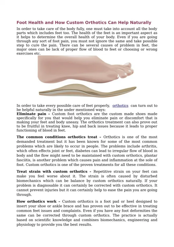 Foot Health and How Custom Orthotics Can Help Naturally