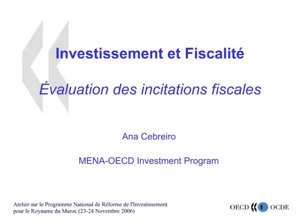 Investissement et Fiscalit valuation des incitations fiscales