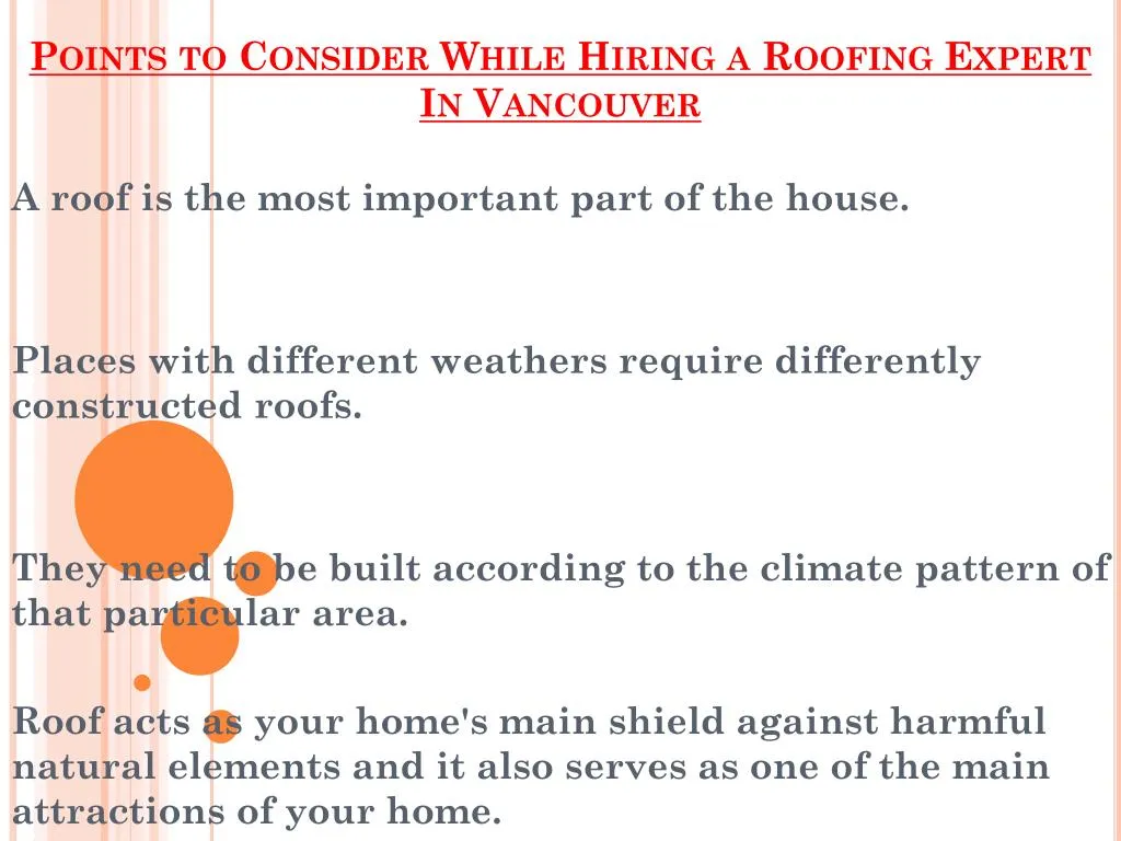points to consider while hiring a roofing expert in vancouver