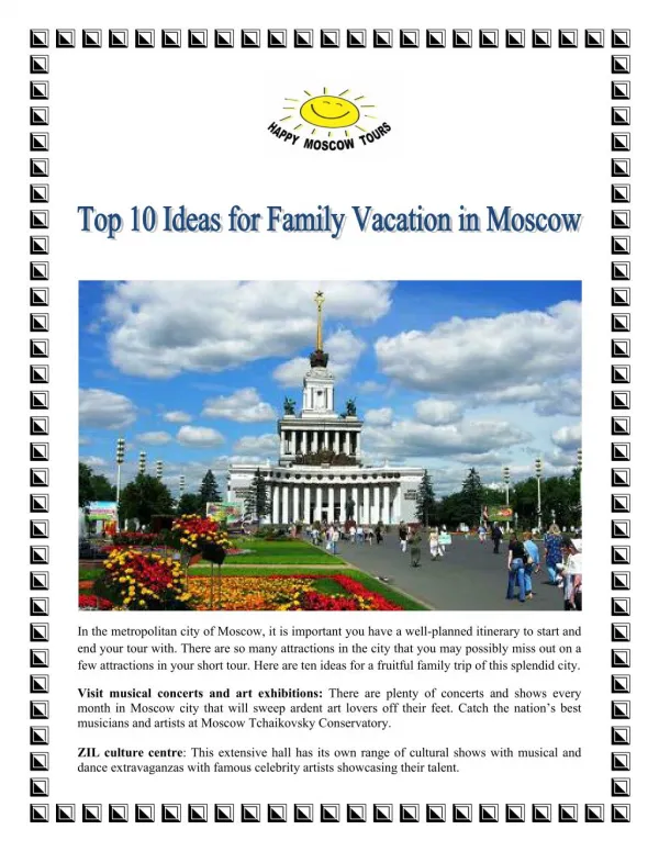 Top 10 ideas for Family Vacations in Moscow