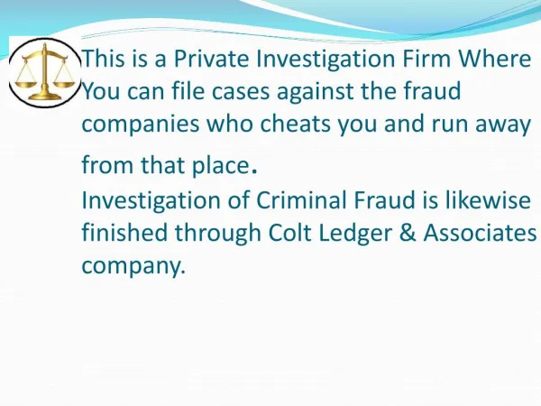 Colt Ledger and Associates can help you to fight against Fraud Company