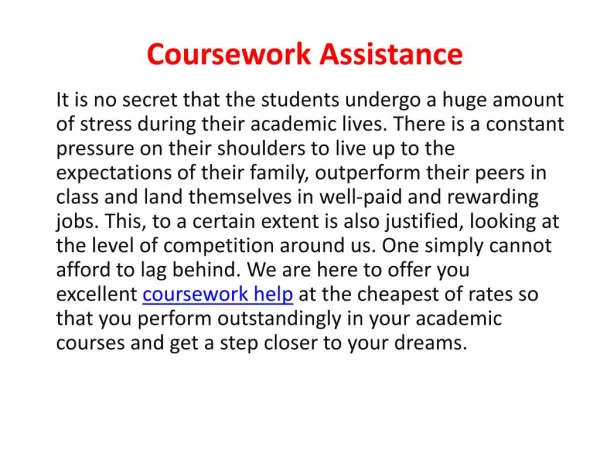 Online Professional Coursework Assistance