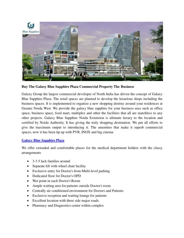 Buy The Galaxy Blue Sapphire Plaza Commercial Property The Business