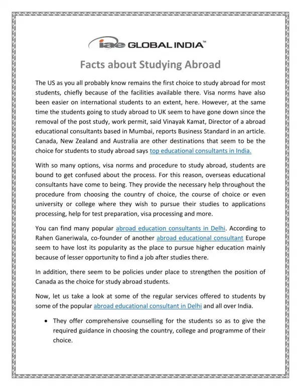 Facts about Studying Abroad