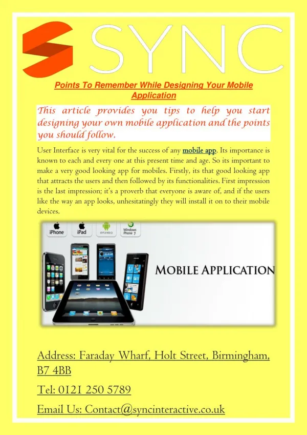 Points To Remember While Designing Your Mobile Application