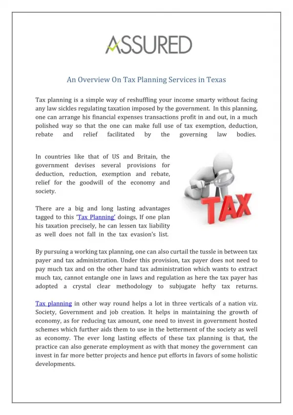 Tax Planning Services in Texas