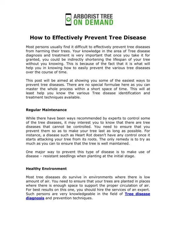 How to Effectively Prevent Tree Disease