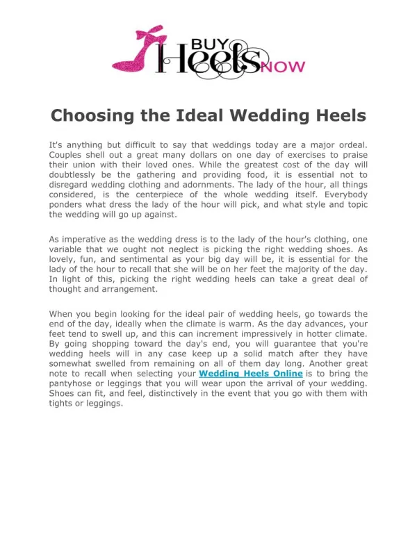 How to choose an ideal wedding heels