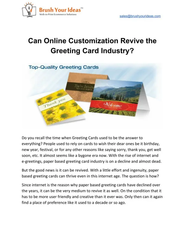 Can Online Customization Revive the Greeting Card Industry?