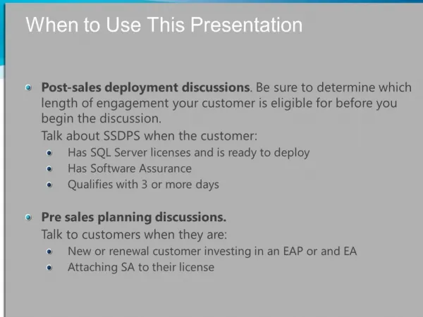 When to Use This Presentation