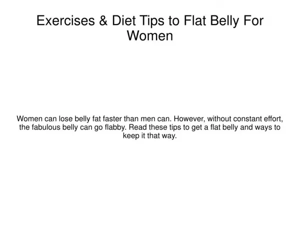 Get A Bikini Body With The Flat Belly Solution