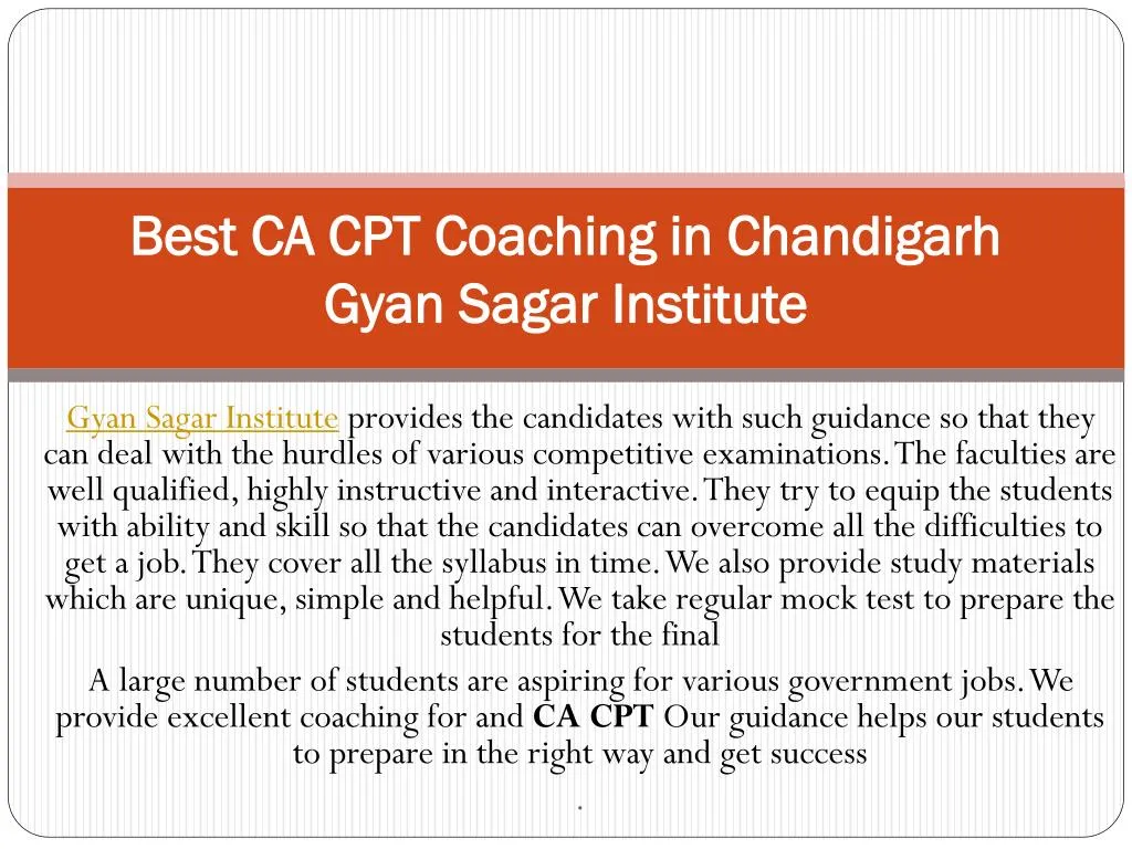 best ca cpt coachin g in chandigarh gyan sagar institute