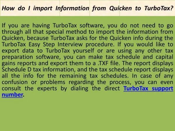 How do I import Information from Quickento TurboTax?