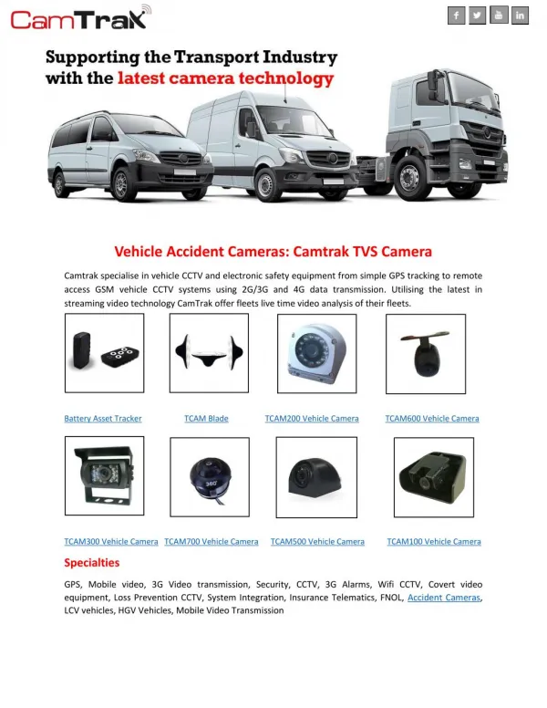 Vehicle Accident Cameras: Camtrak TVS Camera