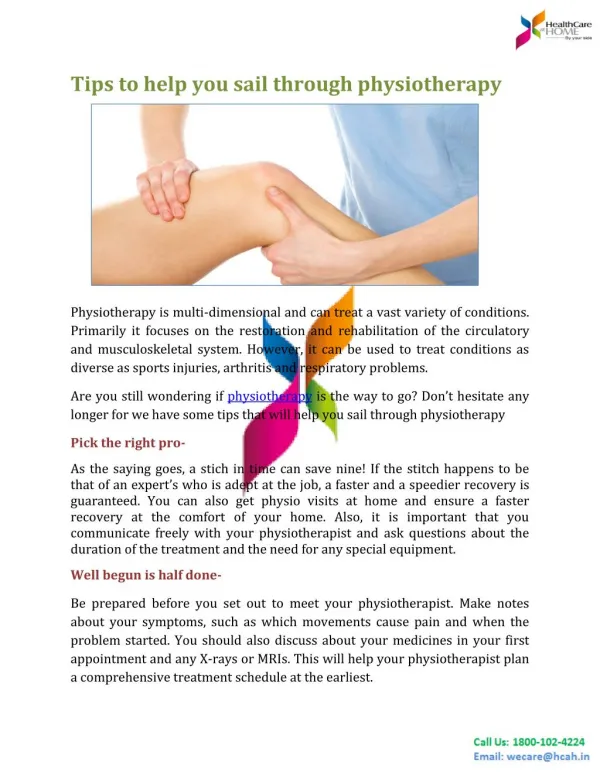 Tips to help you sail through physiotherapy