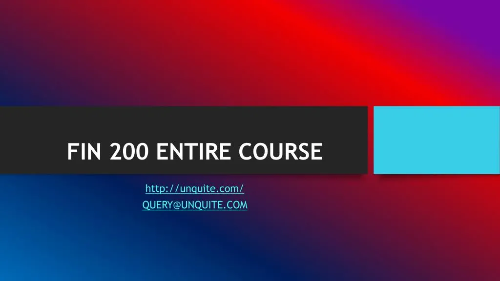 fin 200 entire course