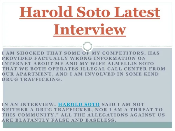 Harold Soto Latest Interview