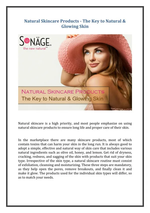 Natural Skincare Products - The Key to Natural & Glowing Skin