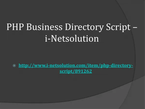 PHP Business Directory Script – i-Netsolution