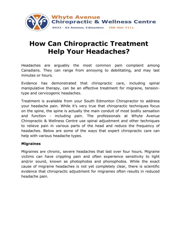 How Can Chiropractic Treatment Help Your Headaches?