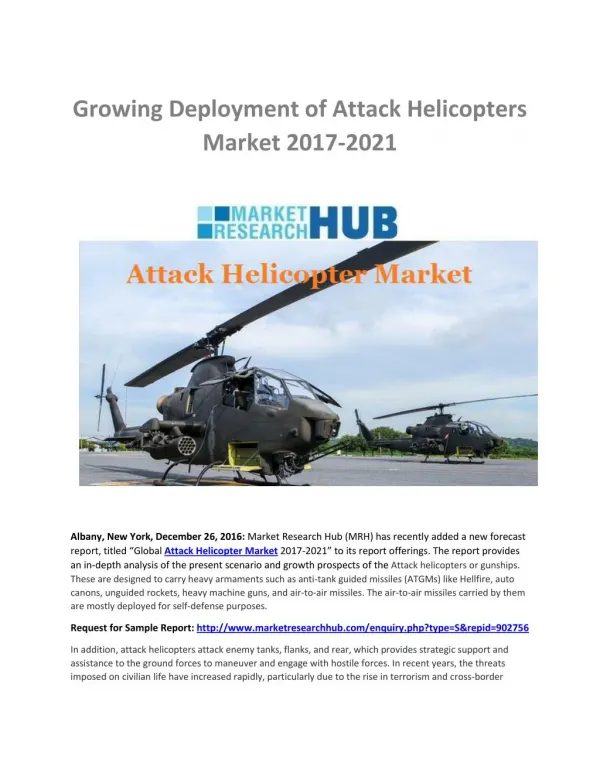 Growing Deployment of Attack Helicopters Market 2017-2021