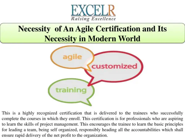 Necessity of An Agile Certification and Its Necessity in Modern World
