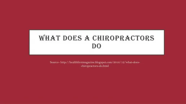What Does A Chiropractors Do