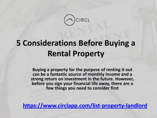 Five Considerations Before Buying a Rental Property