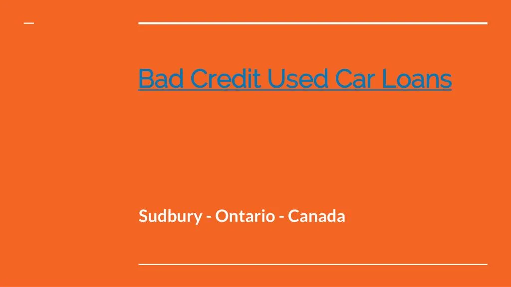 bad credit used car loans