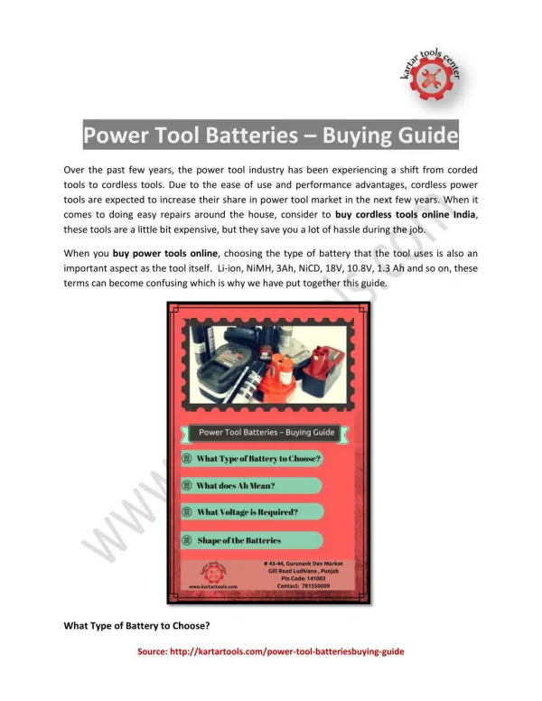 Power Tool Batteries – Buying Guide