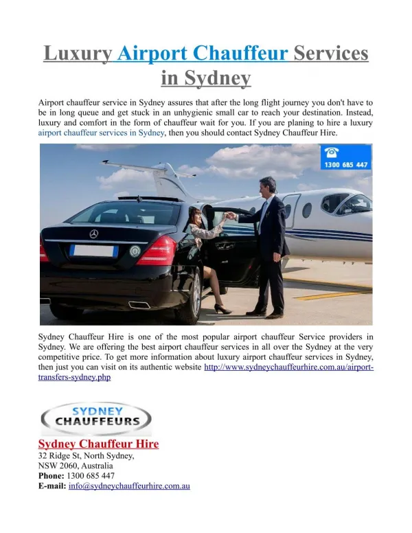 Luxury Airport Chauffeur Services in Sydney