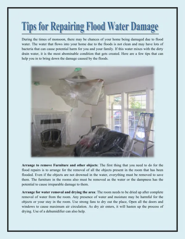 Tips for repairing flood water damage