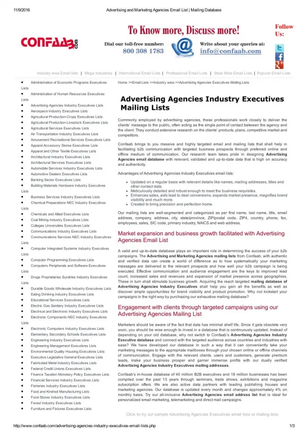Advertising Agencies Mailing Addresses