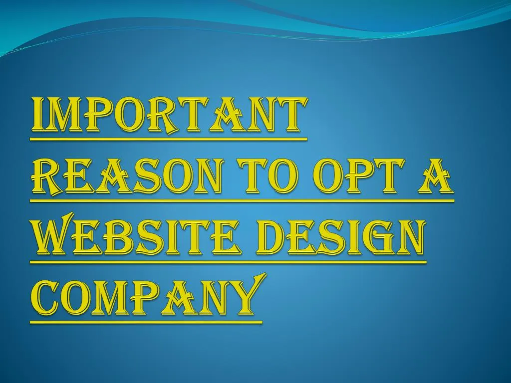 important reason to opt a website design company