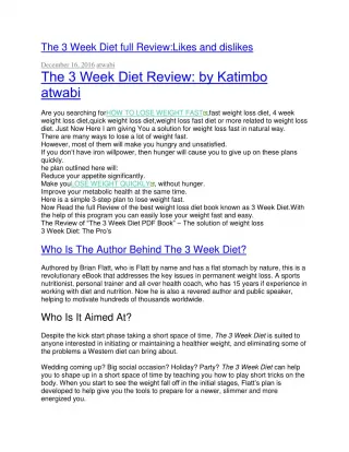 THE 3 WEEK DIET PRODUCT REVIEW