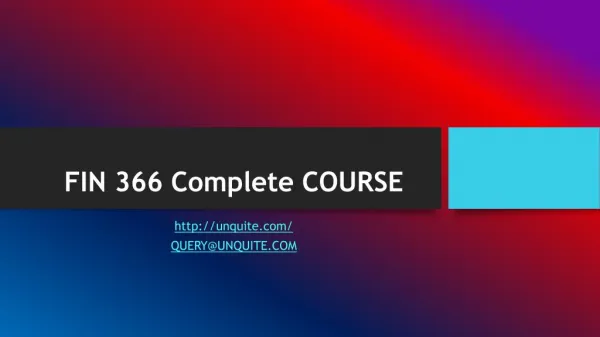 FIN 366 Complete COURSE