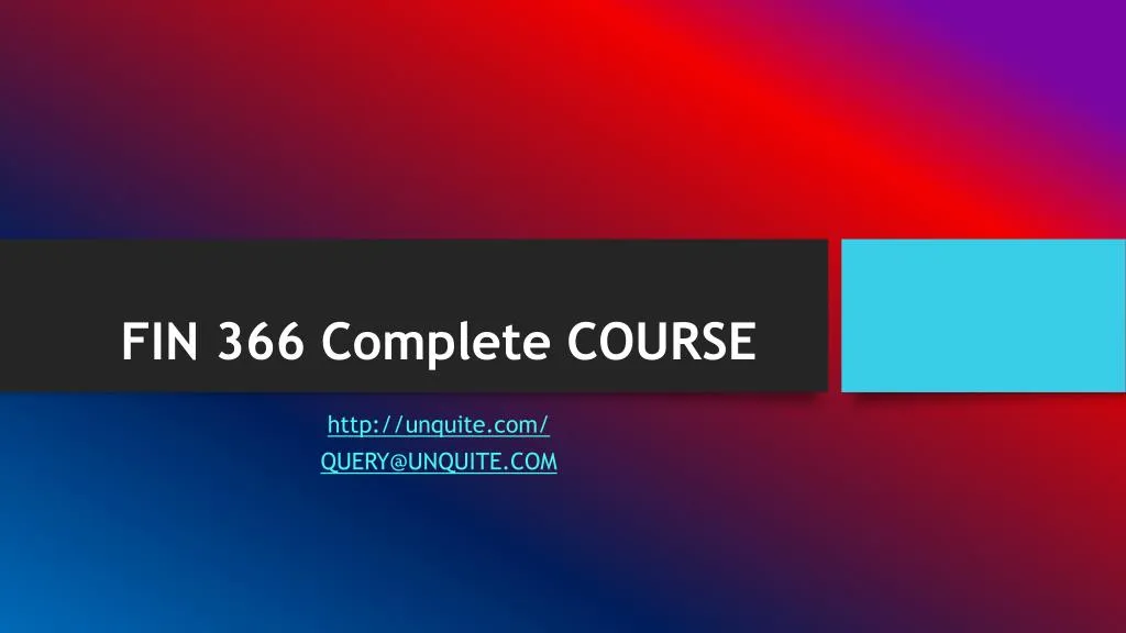 fin 366 complete course