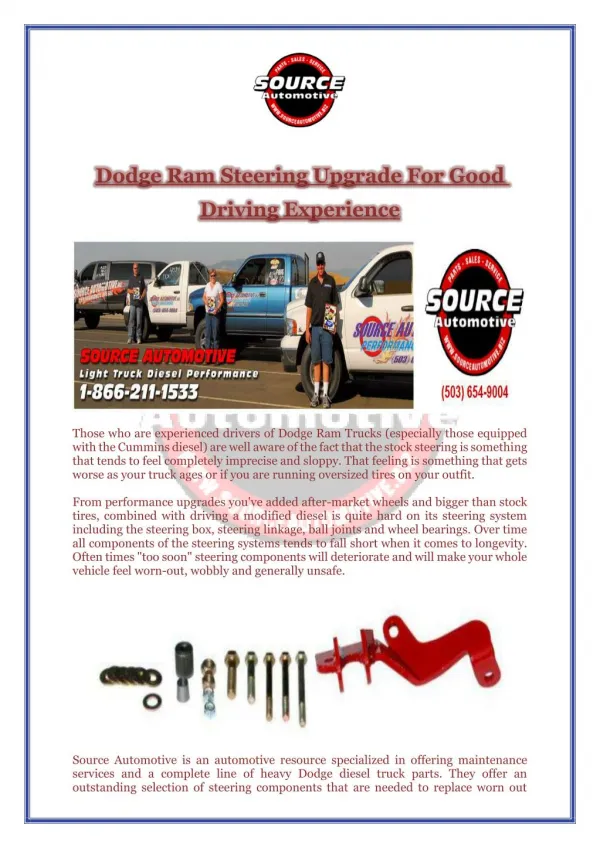 Dodge Ram Steering Upgrade For Good Driving Experience