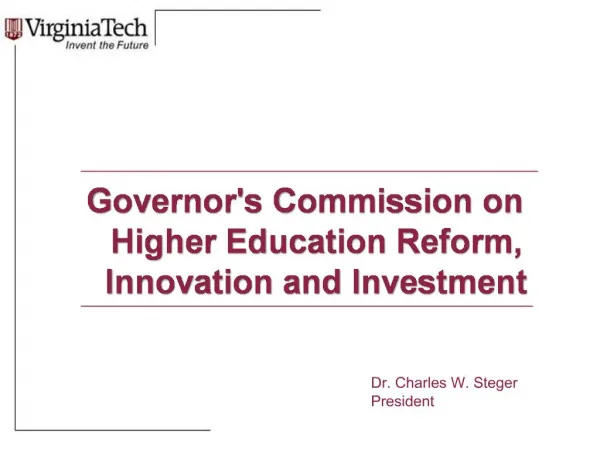 Governors Commission on Higher Education Reform, Innovation and Investment