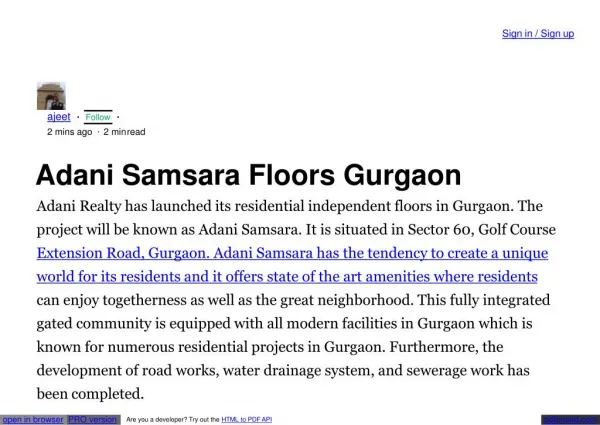 Adani Samsara Sector 60 Gurgaon