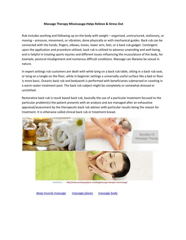 Massage Therapy Mississauga-Helps Relieve & Stress Out