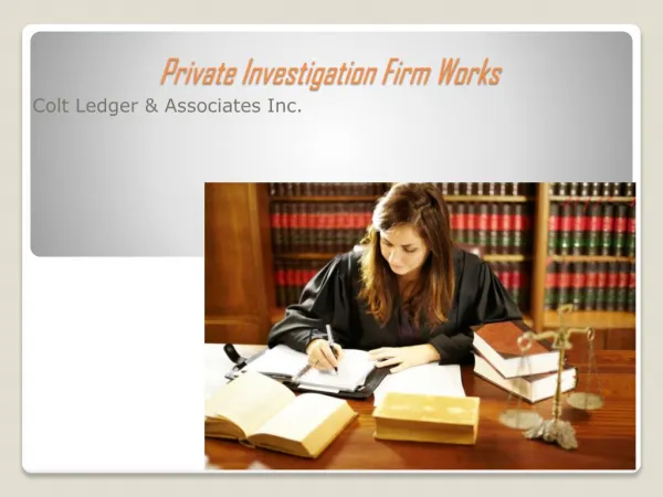 Why Go For Colt Ledger Private Investigation Firm in USA