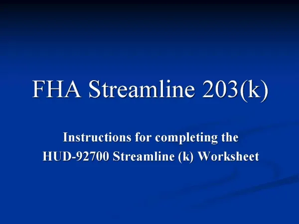 FHA Streamline 203k