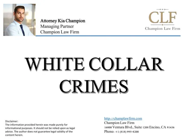 White Collar Crimes by Attorney Kia Champion