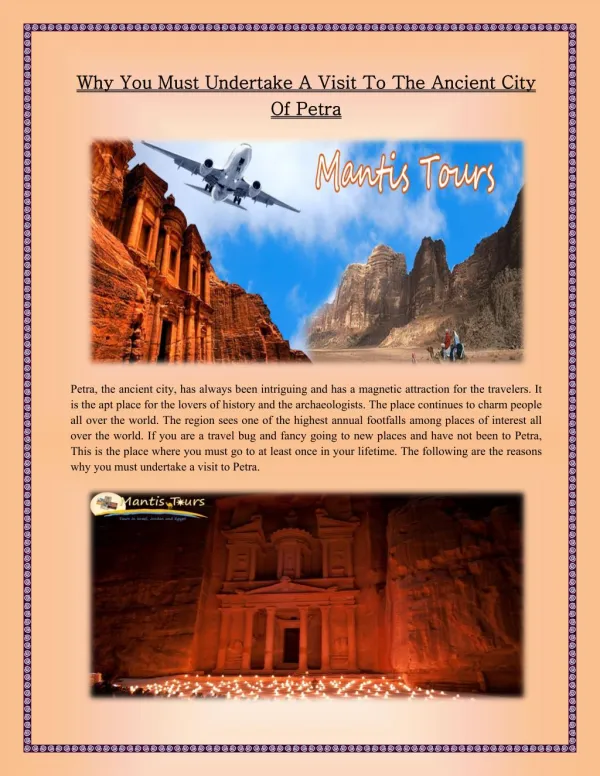 Why You Must Undertake A Visit To The Ancient City Of Petra