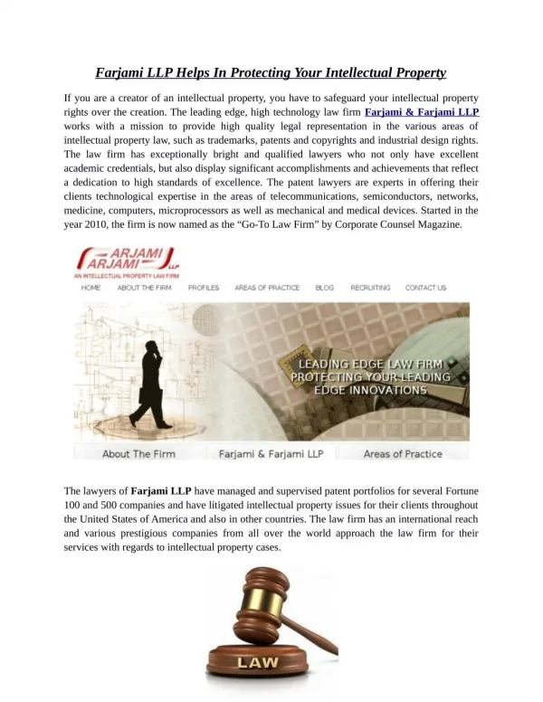 Farjami LLP Helps In Protecting Your Intellectual Property