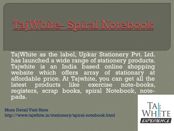TajWhite- Spiral Notebook