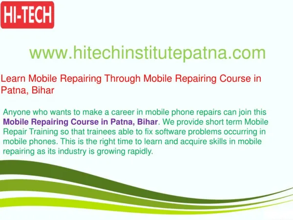 Learn Mobile Repairing Through Mobile Repairing Course in Patna, Bihar