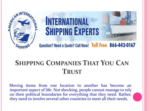 Shipping Companies That You Can Trust