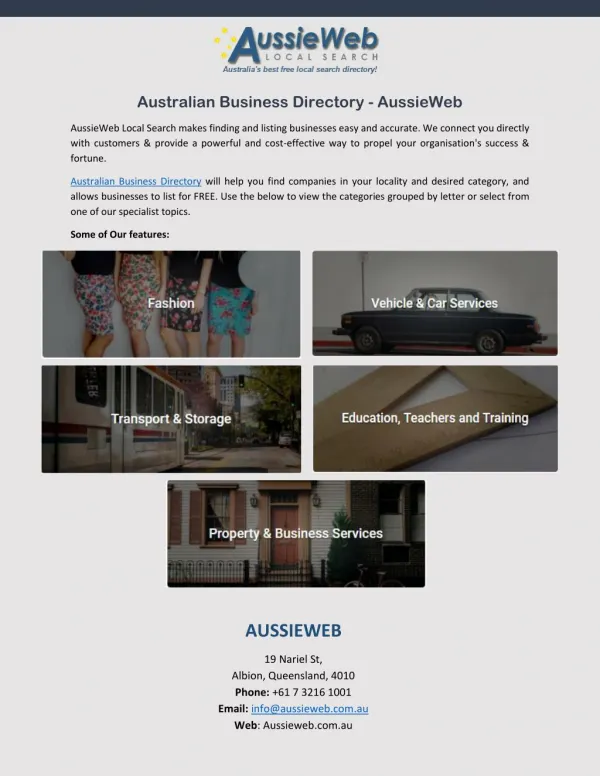Australian Business Directory – AussieWeb